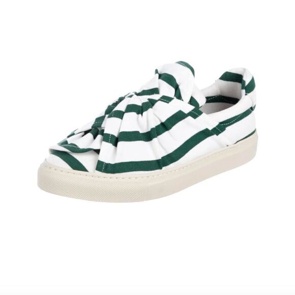 🧡 Ports 1961 Green White Striped Bow Knot Sneakers - Size 9 - Picture 1 of 6